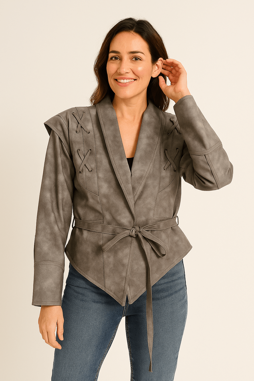 Madonna | Women's Winter Jacket Featuring a Stylish Tie Belt