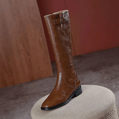 Mason | Women's Vintage Knee-High Boots – Chic Chunky Heel & Square Toe Design