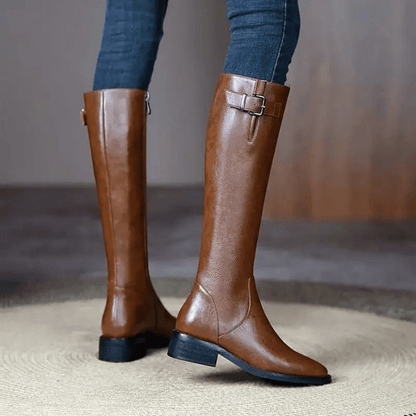 Mason | Women's Vintage Knee-High Boots – Chic Chunky Heel & Square Toe Design