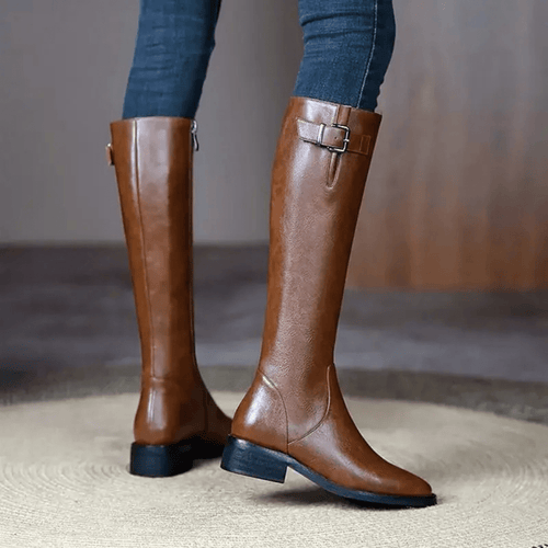 Mason | Women's Vintage Knee-High Boots – Chic Chunky Heel & Square Toe Design