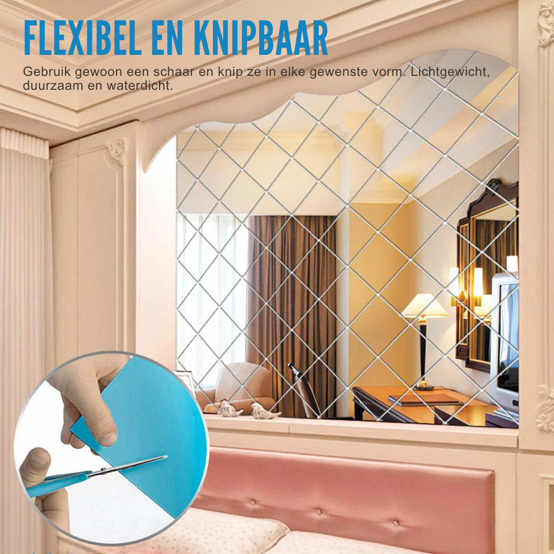 Ultra-Flexible Shatterproof Mirror Wall Decal - Safe and Durable