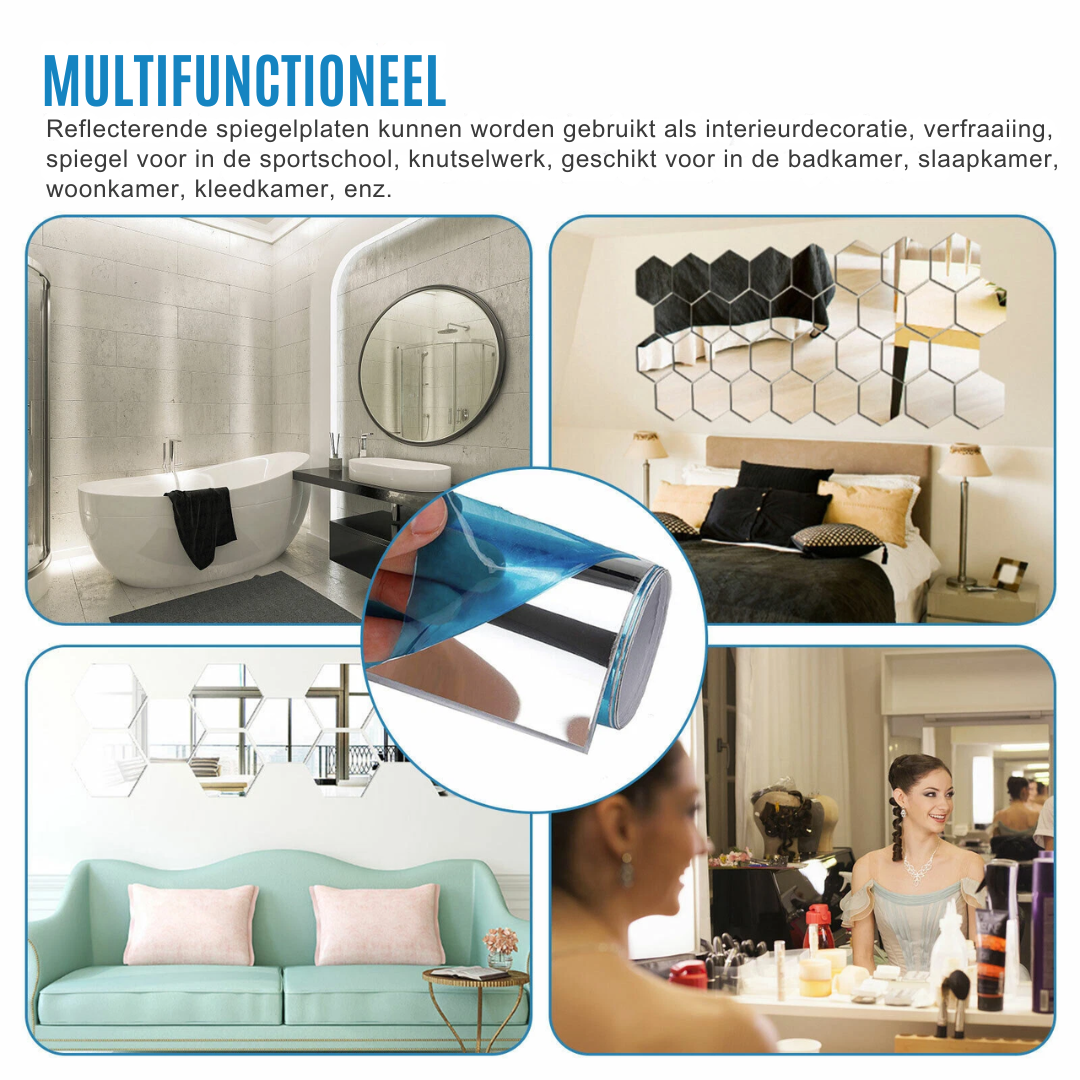 Ultra-Flexible Shatterproof Mirror Wall Decal - Safe and Durable