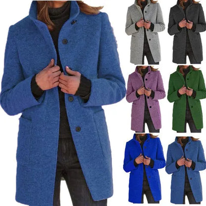 Chic Long Wool Blend Women's Coat