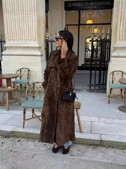 Stylish Long Suede Coat by Camilla