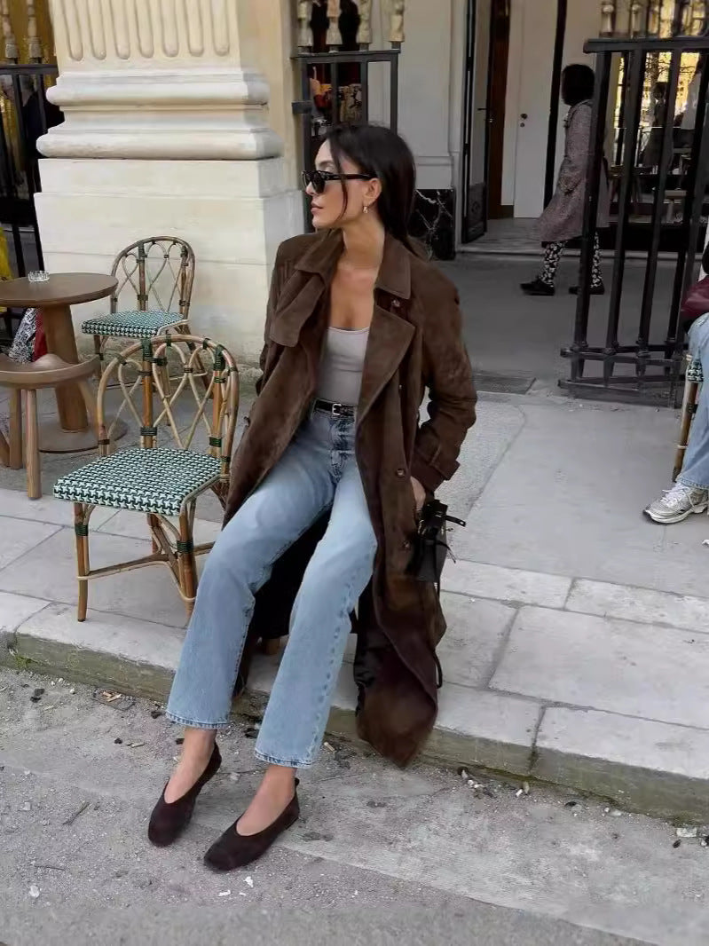 Stylish Long Suede Coat by Camilla