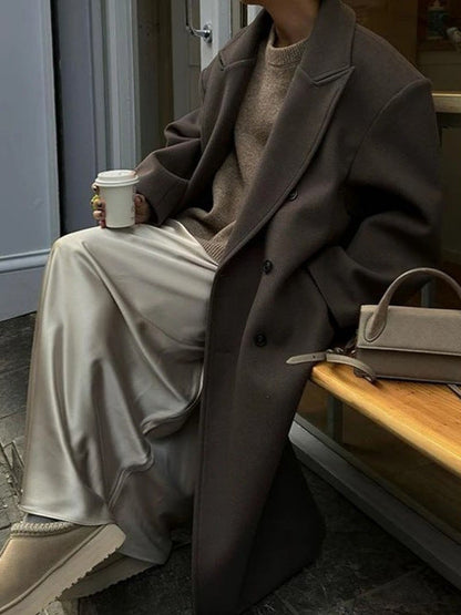 Stylish Oversized Double-Breasted Autumn Coat for Women