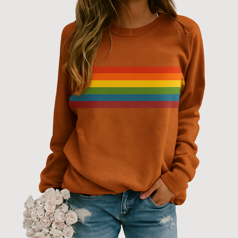 Divina | Women's Casual Hoodie with Rainbow Detail