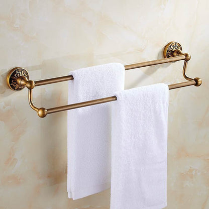 HeritageRust Antique Bronze Bathroom Fixture Set - Towel Rail, Toilet Paper Holder & Brush Holder in Aluminium