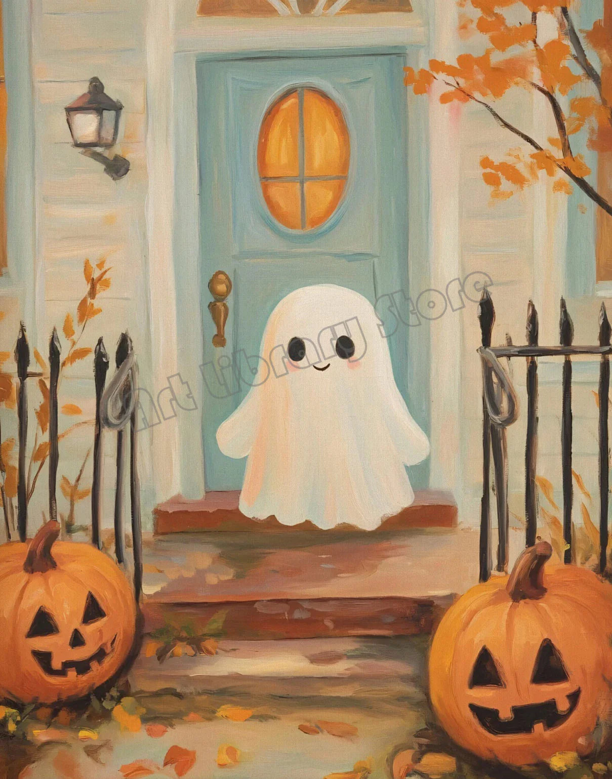Halloween Wall Art Set featuring Pumpkins, Ghosts, and Cats — Autumn Home Decor