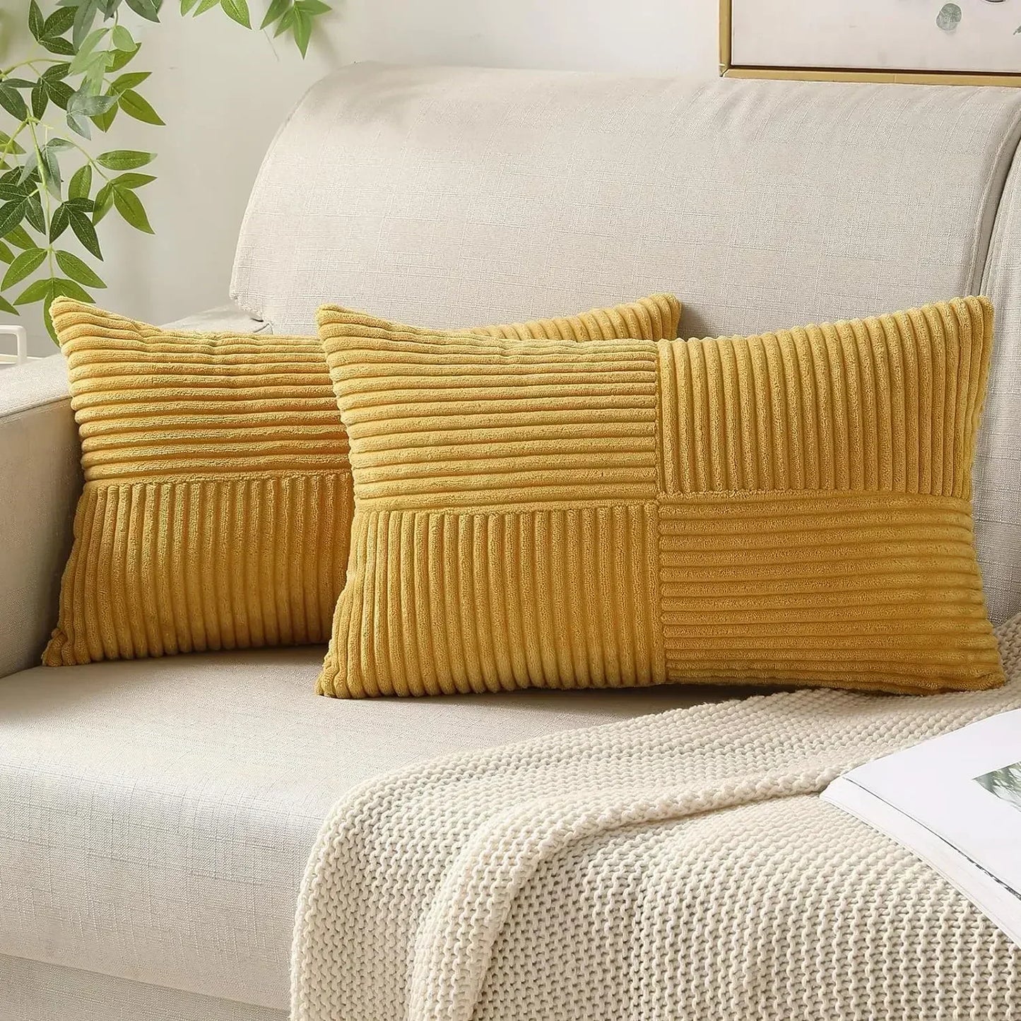 Chic Corduroy Throw Pillow Cover for Home Décor