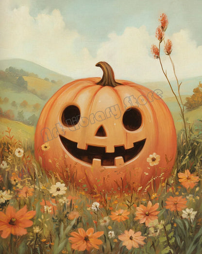 Halloween Wall Art Set featuring Pumpkins, Ghosts, and Cats — Autumn Home Decor