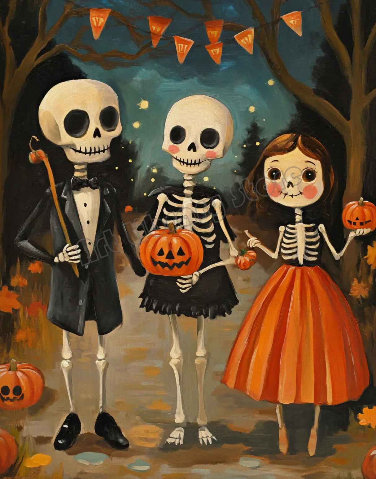 Halloween Wall Art Set featuring Pumpkins, Ghosts, and Cats — Autumn Home Decor