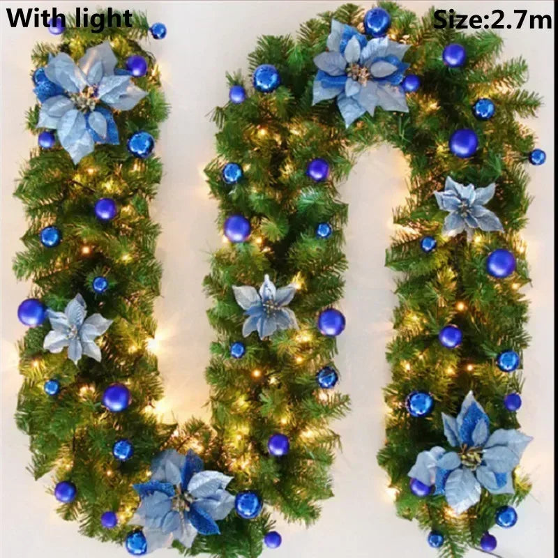 Illuminated Rattan Christmas Garland for Stairs and Fireplace Decor