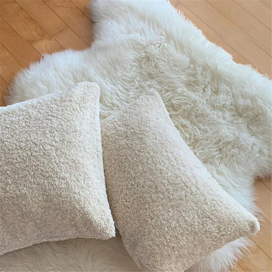 Chic White Plush Cushion Cover for Your Home Décor