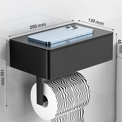 TidyBox Wall-Mounted Toilet Paper Holder with Storage Shelf - Durable Steel, Space-Saving Solution