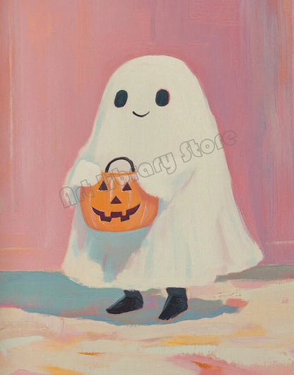 Halloween Wall Art Set featuring Pumpkins, Ghosts, and Cats — Autumn Home Decor