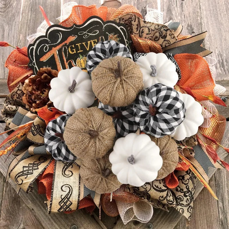 12-Piece Decorative Jute Pumpkin Set for Fall and Halloween
