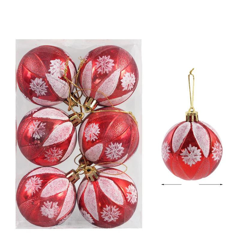 Set of 6 Glass Christmas Tree Ornaments - Decorative Ball Collection