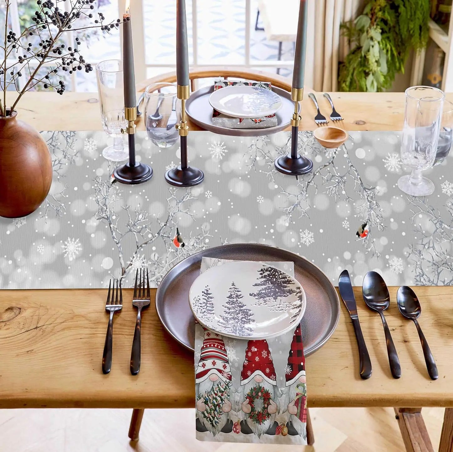 Winter Wonderland Decorative Tablecloth with Ice Crystal Design