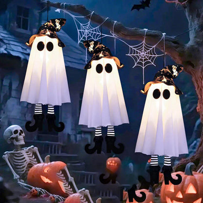 Illuminated Halloween Decor with Ghosts and Lights — Ideal for Outdoor Display