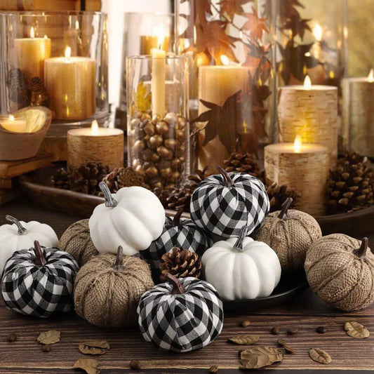 12-Piece Decorative Jute Pumpkin Set for Fall and Halloween