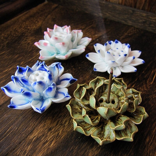 Elegant Lotus Blossom Incense Stand