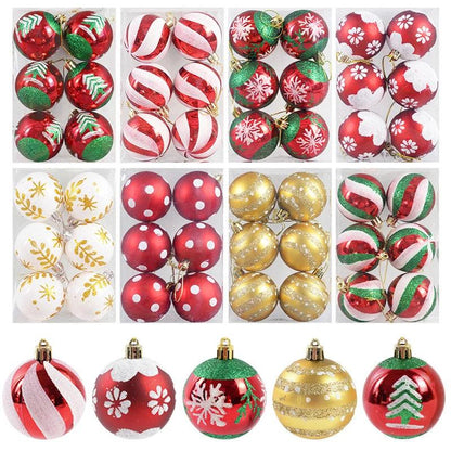 Set of 6 Glass Christmas Tree Ornaments - Decorative Ball Collection