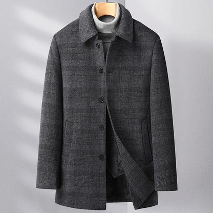 Men's Gray Winter Trench Coat - Regular Fit