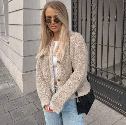 Women's Cozy Soft Teddy Jacket – Ideal for Autumn Wear