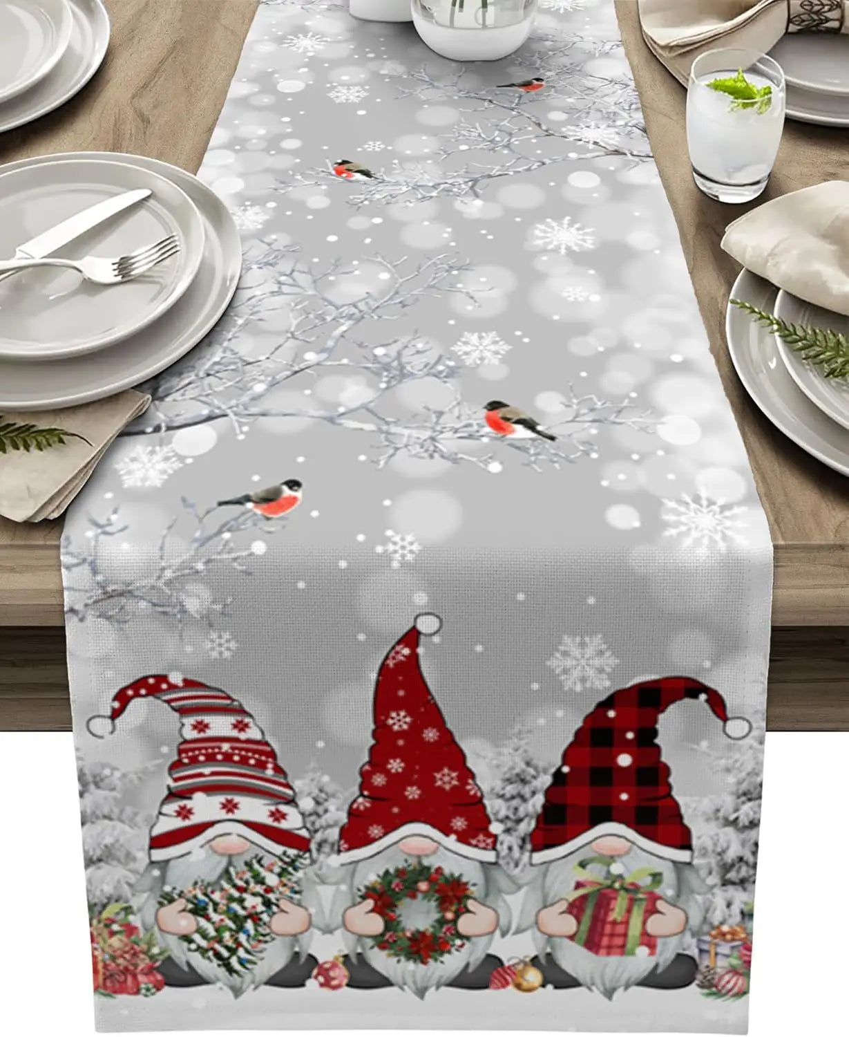 Winter Wonderland Decorative Tablecloth with Ice Crystal Design