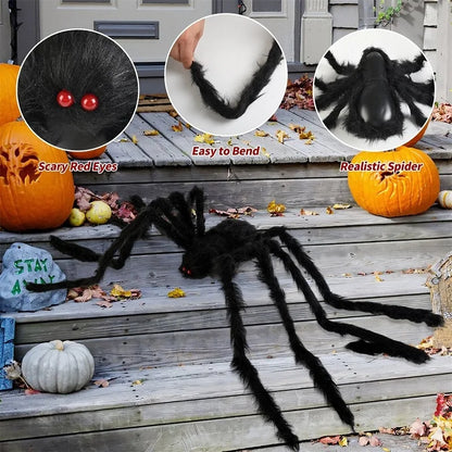 Life-Like Spider with Fuzzy Legs for Eerie Outdoor Halloween Decor