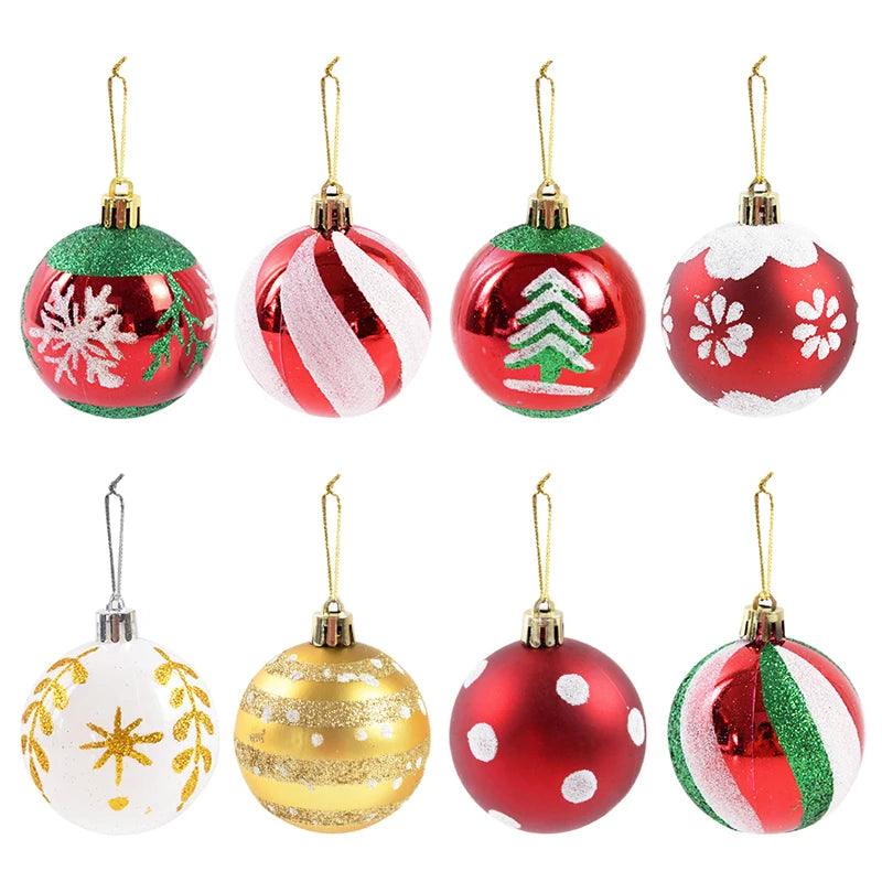 Set of 6 Glass Christmas Tree Ornaments - Decorative Ball Collection