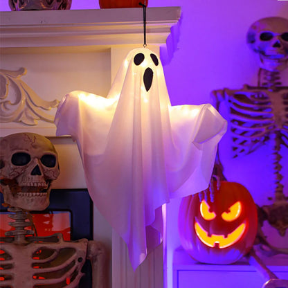 Illuminated White LED Ghosts for Halloween Home and Garden Decor