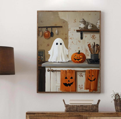 Halloween Wall Art Set featuring Pumpkins, Ghosts, and Cats — Autumn Home Decor