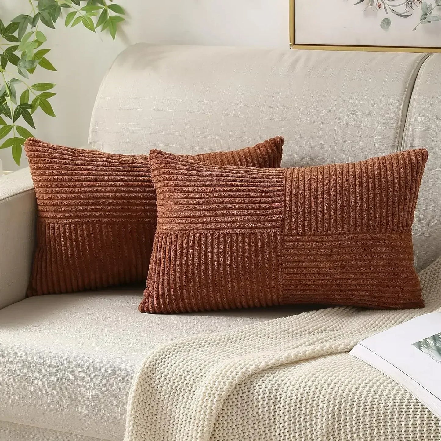 Chic Corduroy Throw Pillow Cover for Home Décor