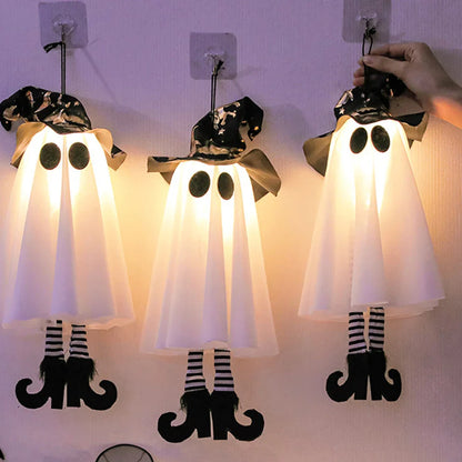 Illuminated Halloween Decor with Ghosts and Lights — Ideal for Outdoor Display