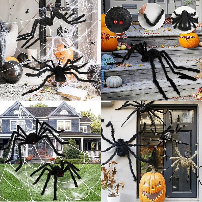 Life-Like Spider with Fuzzy Legs for Eerie Outdoor Halloween Decor