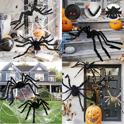 Life-Like Spider with Fuzzy Legs for Eerie Outdoor Halloween Decor