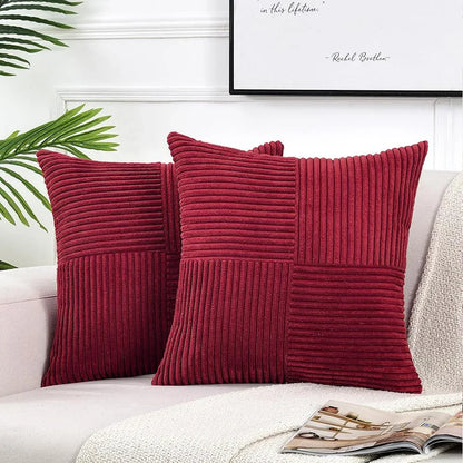 Plush Stripe-Patterned Cushion Cover