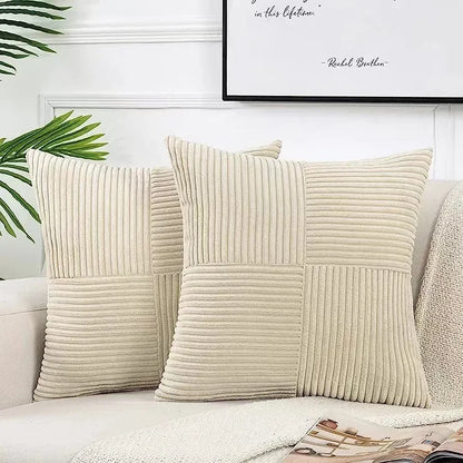 Plush Stripe-Patterned Cushion Cover