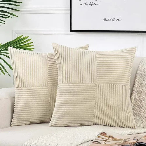 Plush Stripe-Patterned Cushion Cover