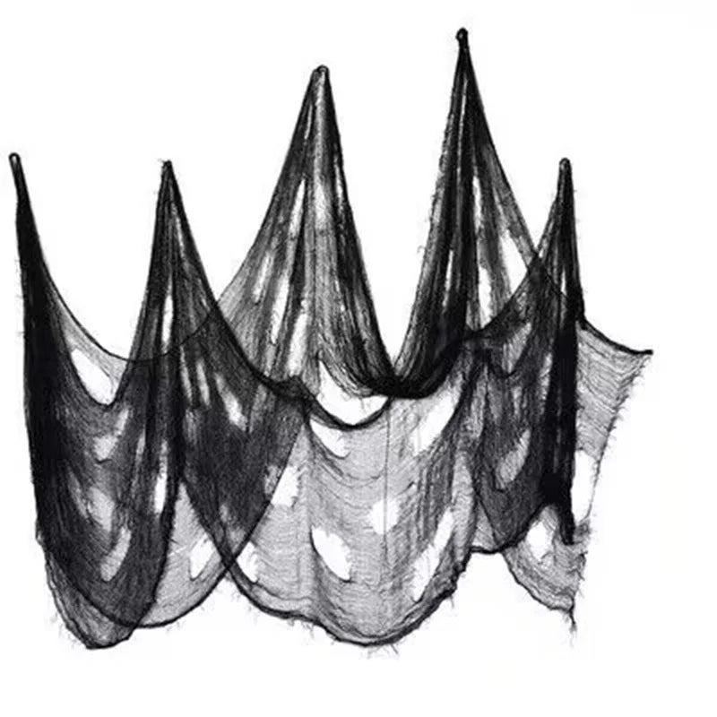 Halloween Black Gauze Hanging Decoration – Ideal for Walls, Fireplaces, and Doors