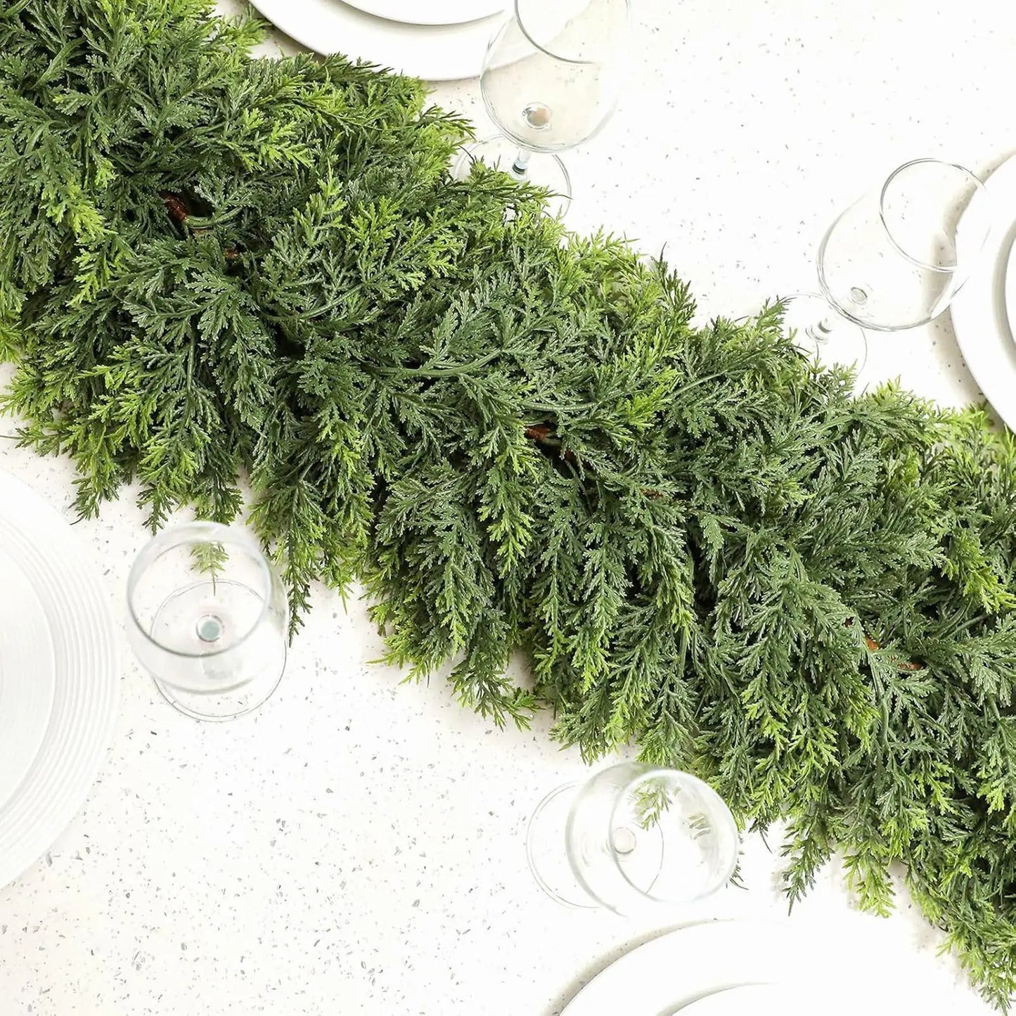 Winter-Themed Green Cypress Branch Christmas Garland