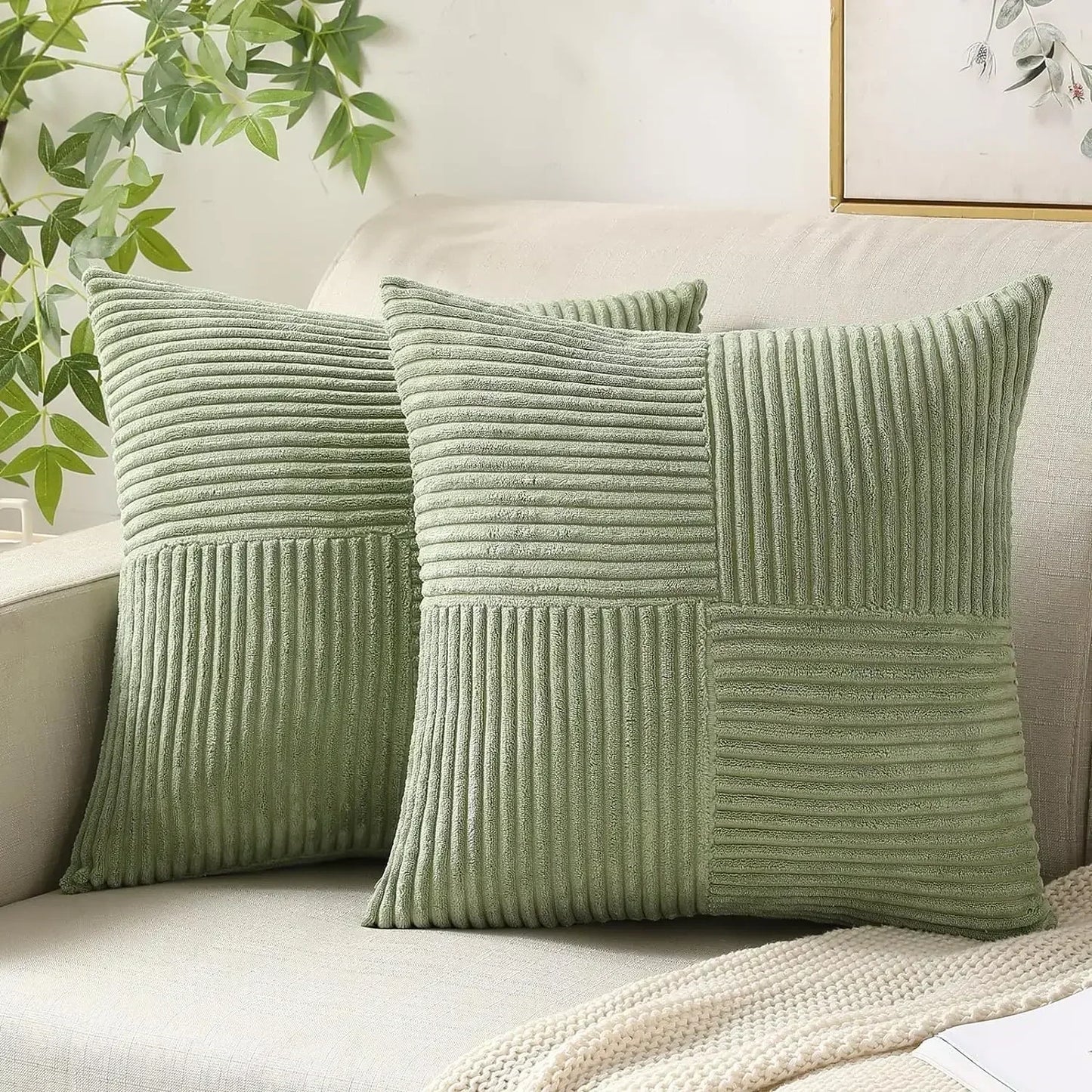 Plush Stripe-Patterned Cushion Cover