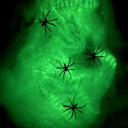 Glow-in-the-Dark Spider Webs for Outdoor Decor