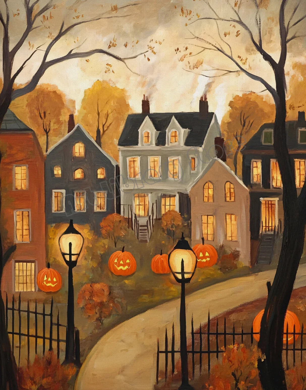 Halloween Wall Art Set featuring Pumpkins, Ghosts, and Cats — Autumn Home Decor