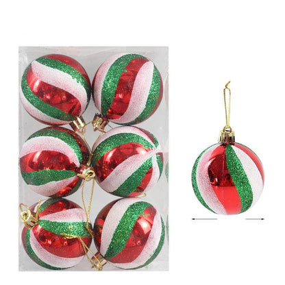 Set of 6 Glass Christmas Tree Ornaments - Decorative Ball Collection