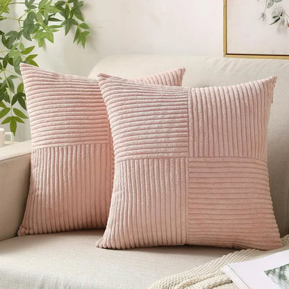 Plush Stripe-Patterned Cushion Cover
