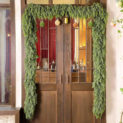 Winter-Themed Green Cypress Branch Christmas Garland