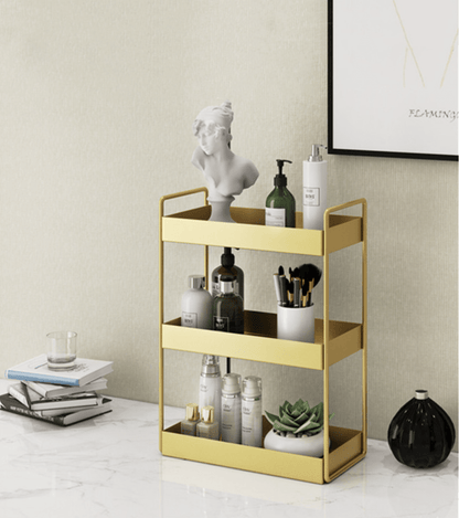 EleganceTray | Premium Gold Metal Storage Tray - Sleek Vanity & Bathroom Organizer